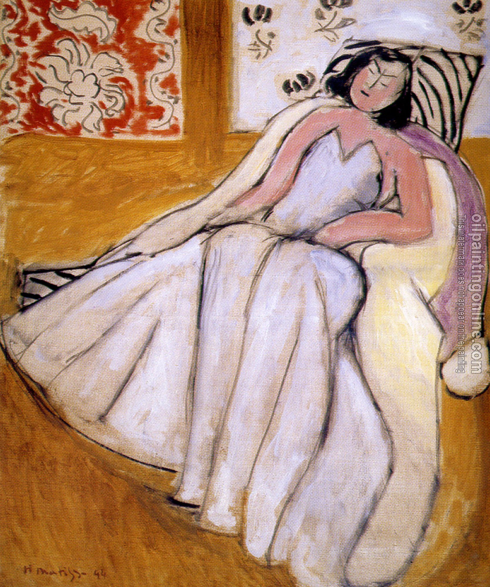 Matisse, Henri Emile Benoit - young woman with white fur coat
